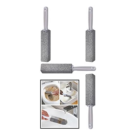 Pumice Stone for Toilet Cleaning,Pumice Stone Toilet Bowl Cleaner with Handle,Remove Limescale,Hard Water Ring,Suitable for Bathtubs,Kitchen Sink,Grill,Pool,Household Cleaning(Grey,4 Pcs) Cover