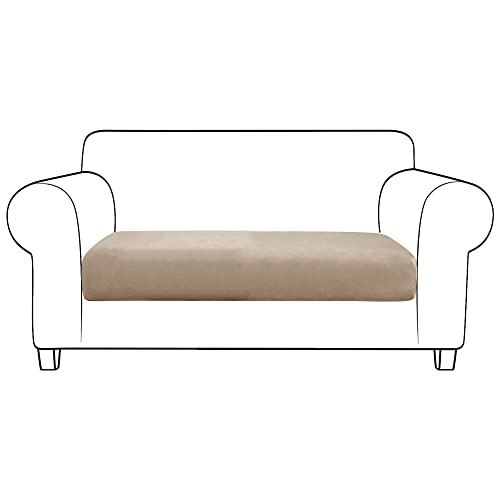 Housses de coussins de canapé en velours extensible taupe 2 places