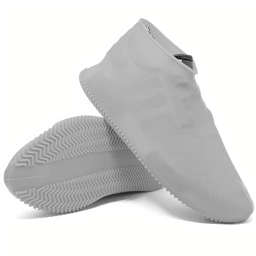 Image of Shoe Cover for Rain Waterproof, Silicone Shoe Covers Waterproof Reusable, Non Slip Rain Shoe Covers for Men Women Kids, Waterproof Shoe Covers for Rain (Grey, Medium)