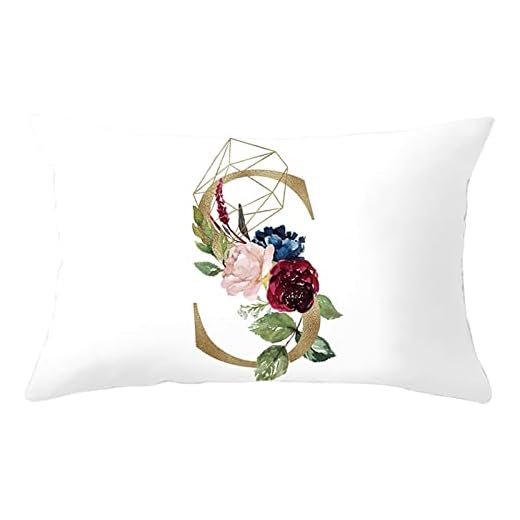 Stfery Örngott kasta, jul kuddfodral polyester 1-pack vit 30 x 50 cm för trädgård ros blomma 12 engelska bokstäver S