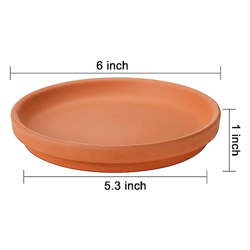 Suwimut Terracotta Pot Plant Saucer, 15cm/6inch Round with Drainage Hole, Clay Drip Trays for Indoor/Outdoor Plants - Image 2