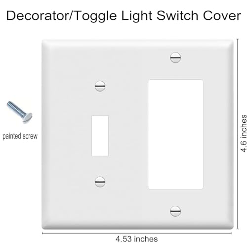 Image of Decorator /Toggle Switch Wall Plates 2-Gang Switch Outlet Electrical Cover Plate Unbreakable Thermoplastic Faceplate for Light Receptacle Outlet Switch, White (10 Pack)