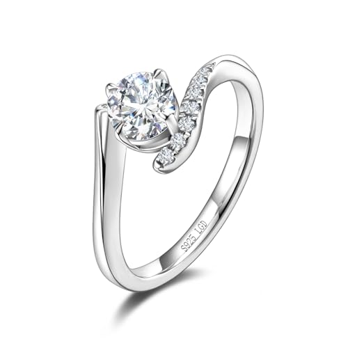 AGVANA 'Radiant Embrace' 0.3-1.0 Carat Lab Grown Diamond Ring in Sterling Silver (0.4-1.1 Ct. Tw.) Engagement Anniversary Wedding Ring for Women (D-E Color, VS Clarity)3