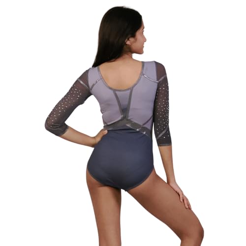 Image of IKAANYA Girls or Women Full Sleeves Rhinestones Leotard - Ideal for Gymnastics, Dance, Yoga, Acrobatics or Performance (Toddlers, Kids, Adults)