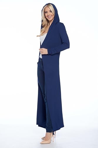 Image of Isaac Liev Women's Maxi Cardigan Casual Extra Long Open Front Floor Length Lightweight Duster Cardigans Womens with Hoodie
