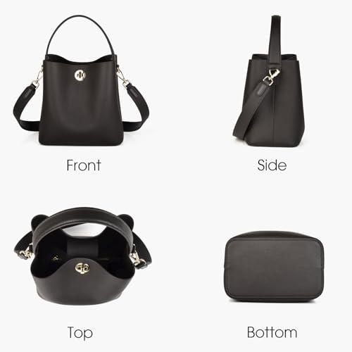 Image of DONNAIN Genuine Leather Bucket Tote Bag for Women, Small Crossbody Bag and Trendy Shoulder Bag with Adustable Strap | Genuine Leather