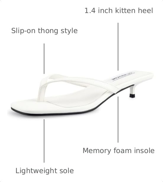 Image of STUNAHOME Kitten Heels Sandals for Women Cute Summer Square Open Toe 1.4 Inches Comfortable Thong Flip Flop Heels