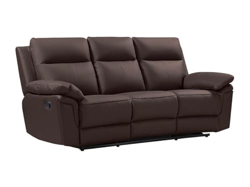 Vente-unique-Relaxsofa 3-Sitzer - Büffelleder - Braun - PAKITA