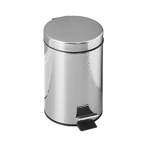 Home Basics Deluxe Hammered Stainless Steel Bathroom Accessories, Office, Bedroom, Decorative 3 Liter Waste Basket Home Basics Deluxe Hammered Stainless Steel Bathroom Accessories, Office, Bedroom, Decorative 3 Liter Waste Basket