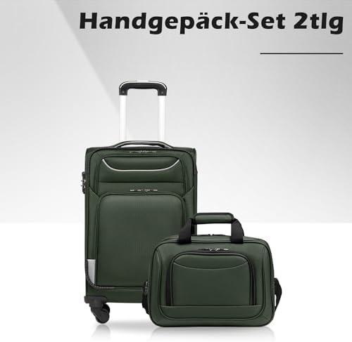 COOLIFE Trolley Reiskoffer Met 4 Wielen, Stoffen Handbagage, TSA-Slot, Grote Schoudertas, Paars Zilver, Handgepäck-Set 2tlg, Softbox Van Oxford-Stof