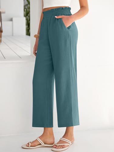 Image of ANRABESS Womens Wide Leg Palazzo Pants Summer Beach High Waisted Cropped Flowy Pants 2026 Dressy Casual Trousers with Pockets
