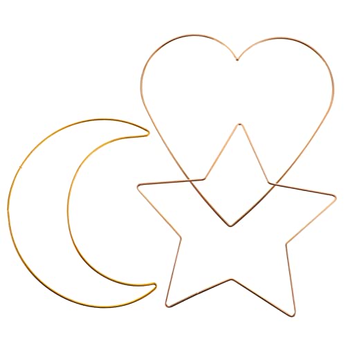 Happyyami 3Pcs Metal Hoop for DIY Crafts Iron Dream Catcher Rings Heart Star and Moon Shapes for Macrame Floral Wreaths and Wall Decor