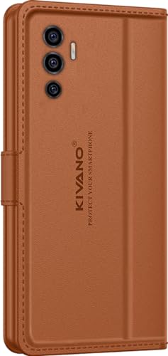 KIVANO LUXE Vivo Y75 4G / V23e Brown Leather Flip Case Stardust Brown - Image 4