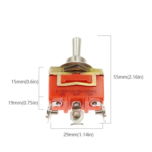 Interrupteur à bascule E-TEN1122 haute capacité 15A pour commutation ON-OFF - 5