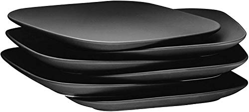Bruntmor 10" Ceramic Appetizer Plates | Serving Platter | Set Of 6, Square Black Simple Modern Ceramic Salad/Dessert Plates | Christmas Dinner Plates Set | Christmas Dinnerware Or Thanksgiving #TOP3