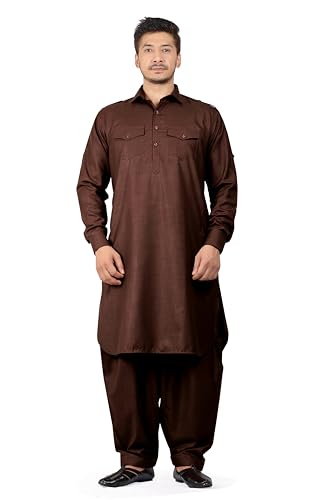 Image of K-ROYALS Full Pathani Suit for Mens /Cotton Blend Pathani kurta payjama set for mens