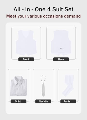 Image of YuanLu Boys Suit Dress Clothes Ring Bearer Outfit Homecoming Dresses Boy Vest and Pants Set for Kids Wedding Tuxedo Suits