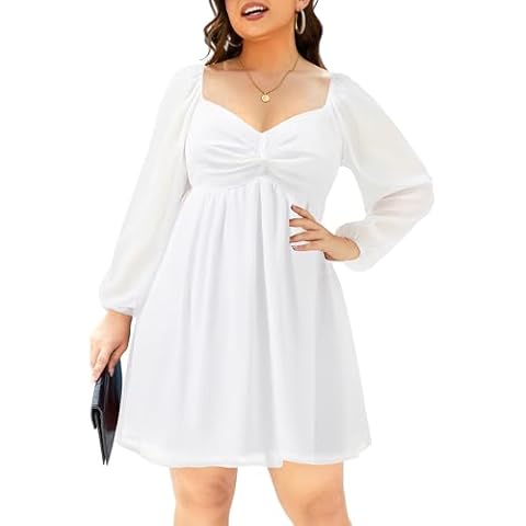 Pinup Fashion Plus Size White Dress Cover