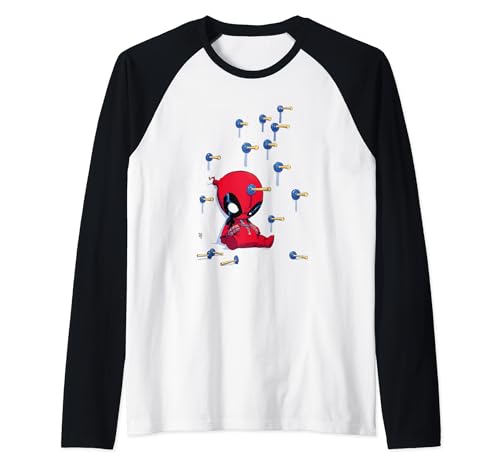 Deadpool Cartoon Knockout Raglan Baseball Tee