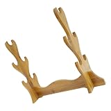 DECORNIJIA 楠竹製デスクトップフルートオーガナイザー 刀剣ディスプレイスタンド 五構造でコレクション整理に ホーム装飾や店舗展示に適用可