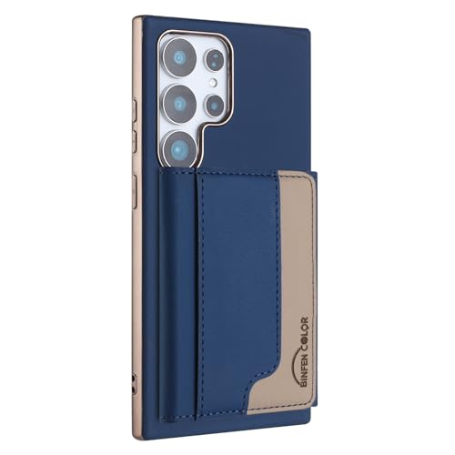 Étui Samsung S21 Plus anti-rayure bleu foncé avec portefeuille rigide