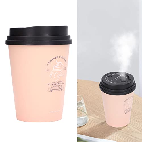 humidifier cup - Cool Mist Humidifiers, 300ml Mini Humidifier Low Noise Auto Off Compact Lightweight Coffee Cup Small Humidifier for Car Home Office (Pink)