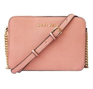 Bolsa tiracolo feminina elegante e leve com bolso com zíper, rosa