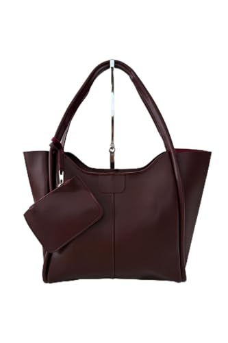 Trendy ve Çok Yönlü: Büyük Boy Omuz ve El Çantası | Ek Cüzdan Detaylı | 4 Renk Seçeneği Geniş Çanta Bordo Standart