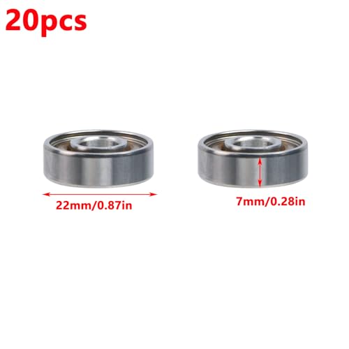 Image of Antrader 608 Steel Ball Bearing 8mm x 22mm x 7mm,20Pcs | High Precision Rating Fidget Spinner Bearing,High-Speed Rotation with Low Friction,Noise,and Vibration