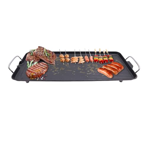 Electric Griddle Flat Grill-1500W Smokeless Grill with Oil Drip Spout & 5 Temp Settings & Non-Stick Surface, 26.77 * 11.02in