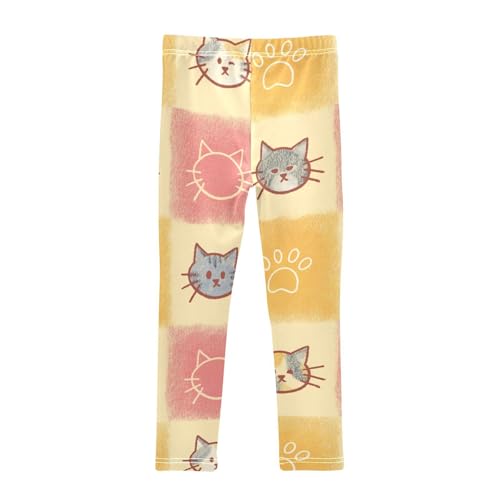Cats and Paw Girls Leggings,Workout Leggings for Girls Toddler Athletic Legging Size for 3-10T2