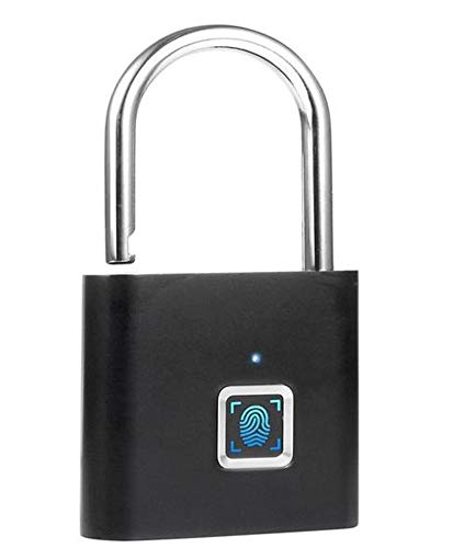 CADENAS À EMPREINTE DIGITAL BIOMÉTRIQUE NOIR - Batterie rechargeable par USB - Capacité 10 empreintes digitales - Idéal Fitness Sac Bagage Armoire Tiroir Bureau - Envoi depuis la France