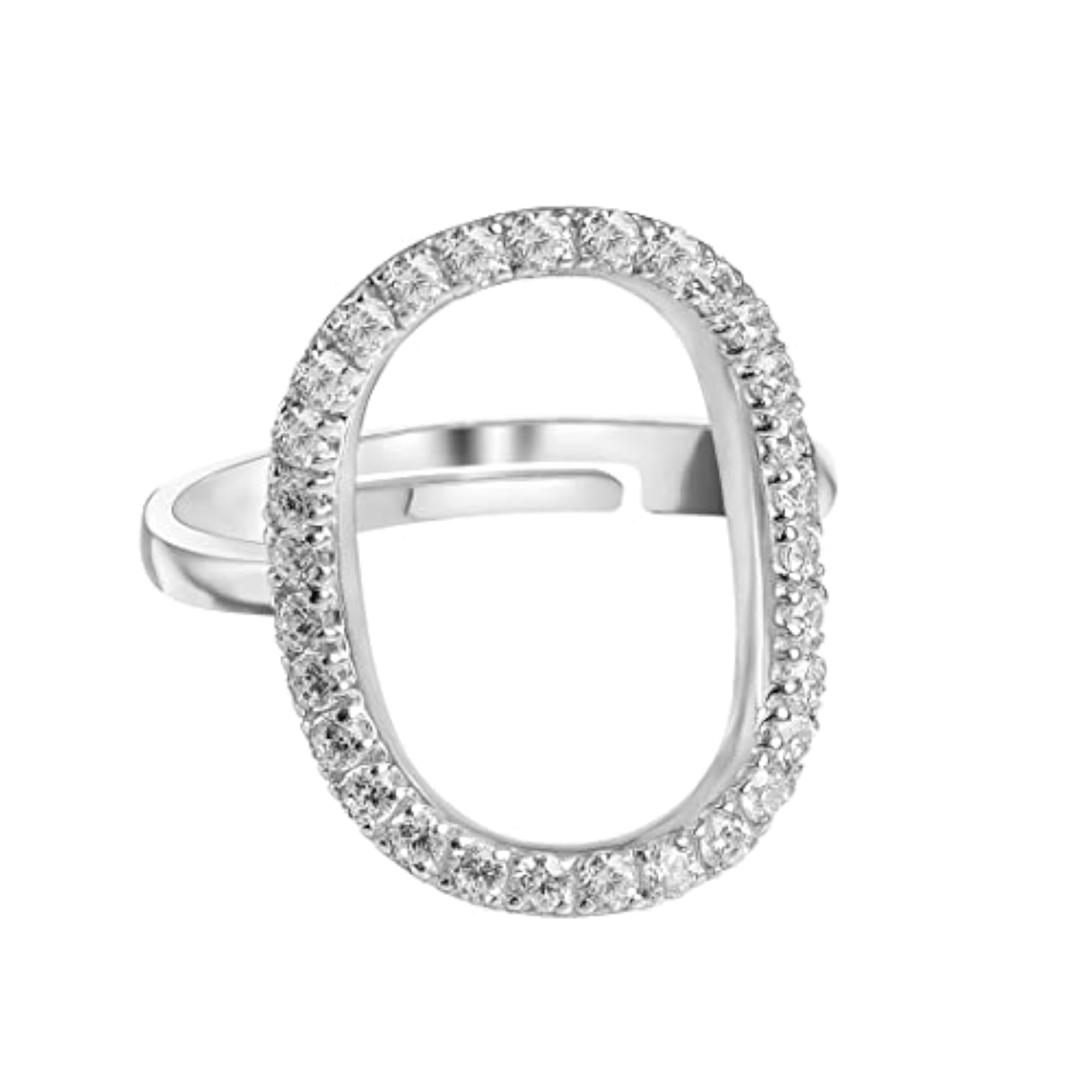 Women's 925 Silver Unique Adjustable Ring, Platinum Plated