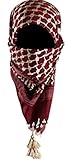 Men’s scarves Tactical Desert Scarf Keffiyeh with Tassels, Burgundy, 47inchx47inch