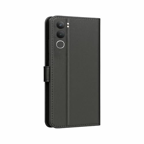 Image of AIBEX Shock Proof Flip Compatible for Vivo Y29 5G Flip Cover Leather Finish | Inside TPU with Card Pockets | Wallet Stand | Complete Protection Flip Case - Black
