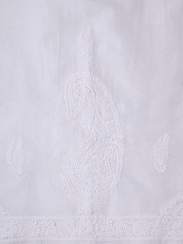 Ada Indian Hand Embroidered Chikankari Chanderi Dupatta Stole Scarf for Women A511211 White4