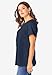 Roaman's Women's Plus Size Plus Size Cotton Ultimate Swing Tee With Keyhole Back - 1X, Navy