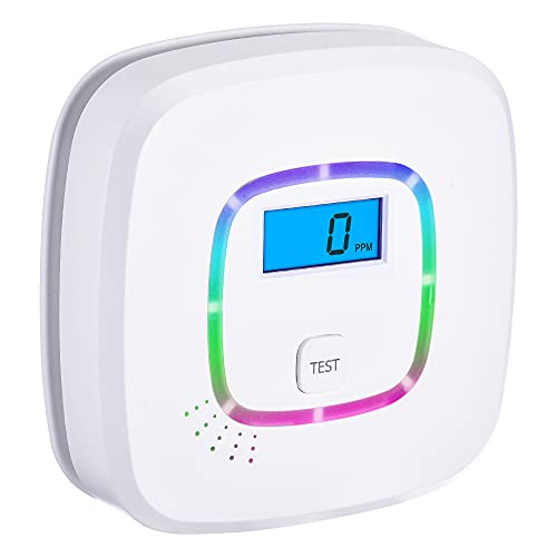 Scondaor Détecteur de CO avec Affichage numérique et Fonctionnement sur Batterie remplaçable, Détecteur de monoxyde de Carbone, avec Bouton de Test et Voyant d'état LED, en 50291:2018 Cover