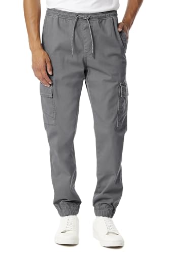 UNIONBAY Men's Davis Elastic Waist Stretch Twill Relaxed Fit Cargo Jogger Pants