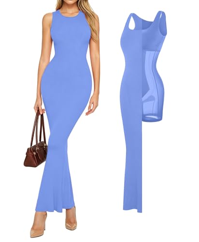 Image of Popilush Built-in Bra Shapewear Maxi Dresses for Women Sleeveless