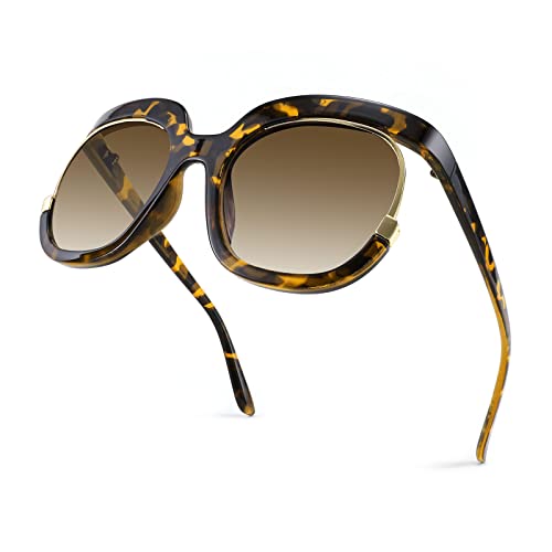 FEISEDY Retro Square Round Women Sunglasses Large Vintage Lady Shades B40912