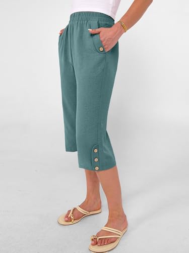 Image of ANRABESS Womens Wide Leg Capri Pants Elastic Waist Casual Loose Lounge Trousers 2026 Summer Flowy Beach Vacation Clothes