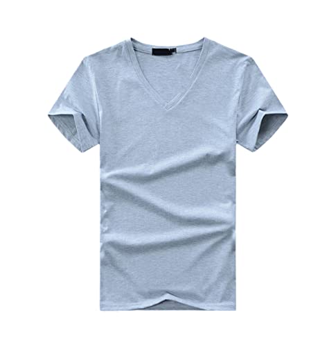 T-shirt coton homme col en V YIOLEAMP idéal pour vos sorties d'été en taille L