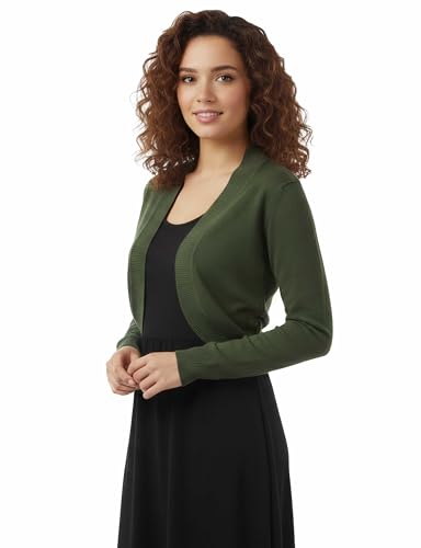 Image of Allsense Women's 3 /4 Sleeve Bolero Shrug for Dresses | Open Front Cropped Cardigan, Lightweight Knit Dress Cover Up