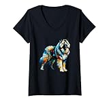 Photo Gallery donna polygon art caucasian shepherd dog caucasian ovcharka maglietta con collo a v Photo Gallery donna polygon art caucasian shepherd dog caucasian ovcharka maglietta con collo a v