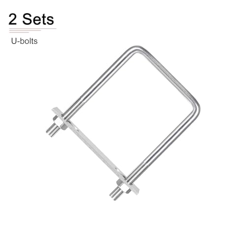Image of DTGN M10x85x125mm(ThreadxWxL) Square U Bolt - 2Pack - Good for Trailer Pipe Replacement Parts - 304 Stainless Steel U Shape Bolts