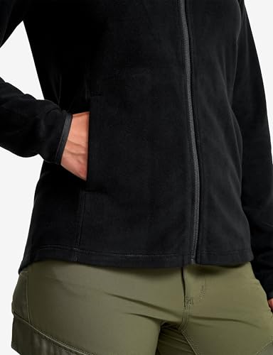 RevolutionRace Hiker Fleece Hoodie für Damen, Leichter und elastischer Fleece-Hoodie, Black, M