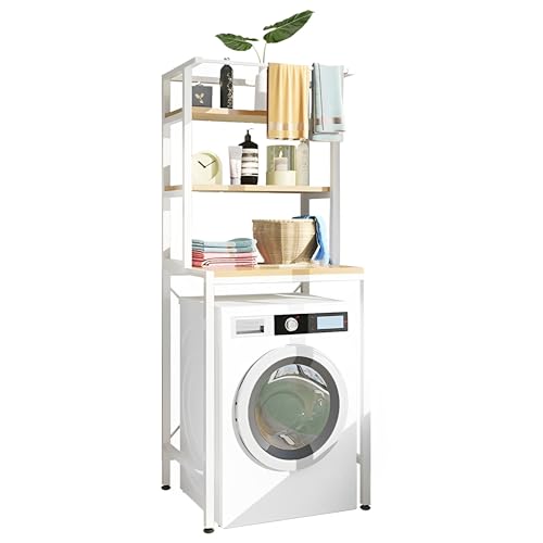 Beauenty Bathroom Space Saver The Drum Washing Machine Storage Rack Laundry Room Organization Bathroom Corner Stand Storage Organizer Accessories Bathroom Toilet Tower Shelf Space Saver(3levels White)