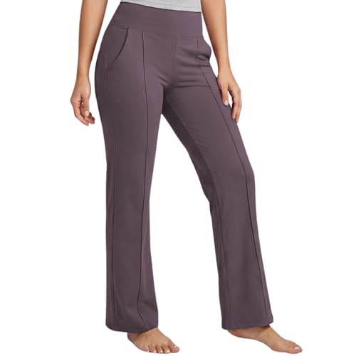 Image of NINQ Women High Waist Flare Pants Lite Regular | Smart Casual Korean Trouser for Office Wear, Gym, Sports, Travel & Daily Styling
