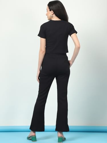 Image of Rigo Cotton Solid Co-ord Set for Women | Round Neck, Slim Fit Tracksuit Co-ords Set for Women | Two Piece Co ord Set | Casual Wear, Beach Wear, Vacation Wear Outfit for Women